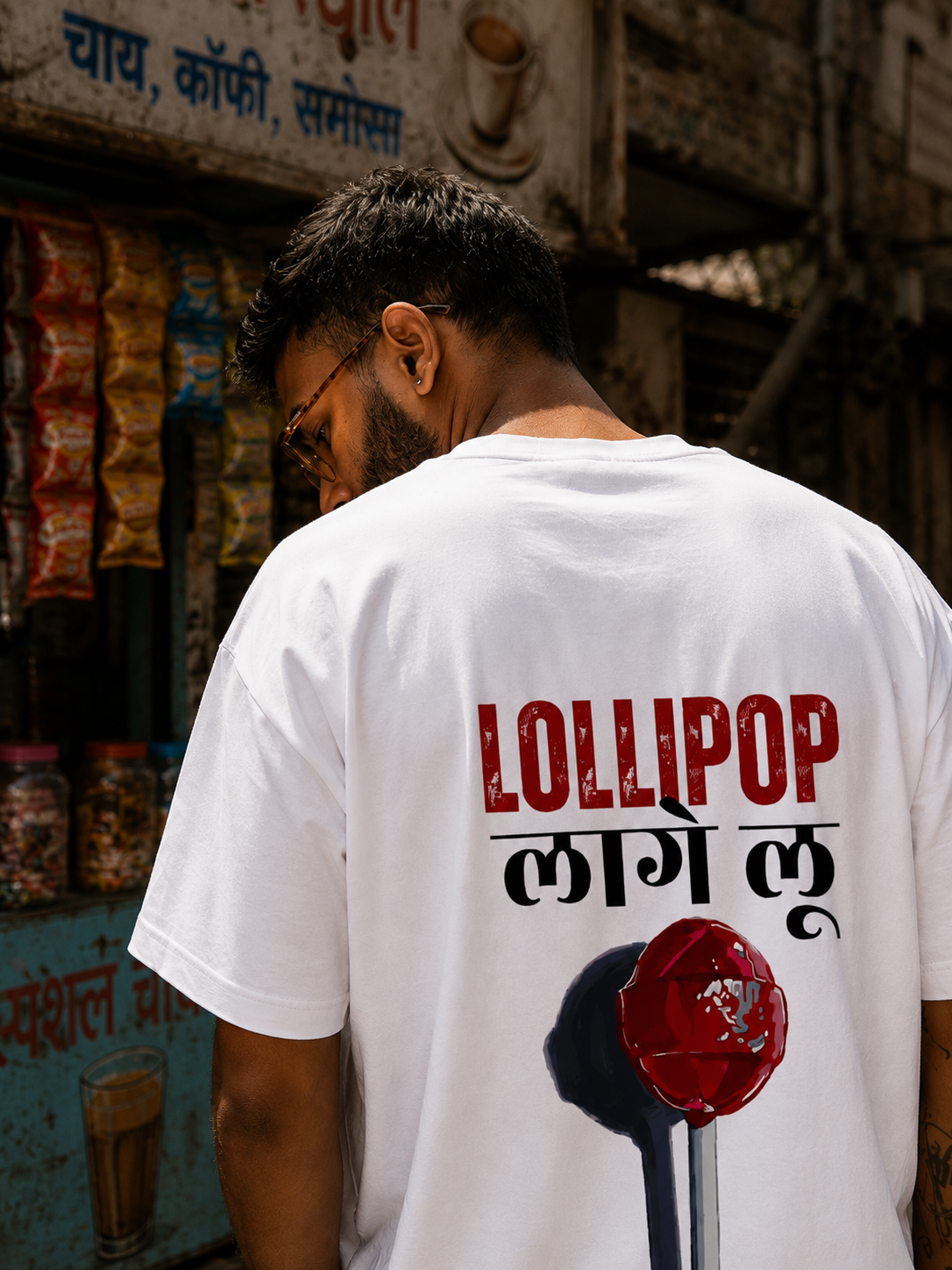 LOLIPOP LAGE LU White Cotton Oversize 220GSM Round Neck Tshirts