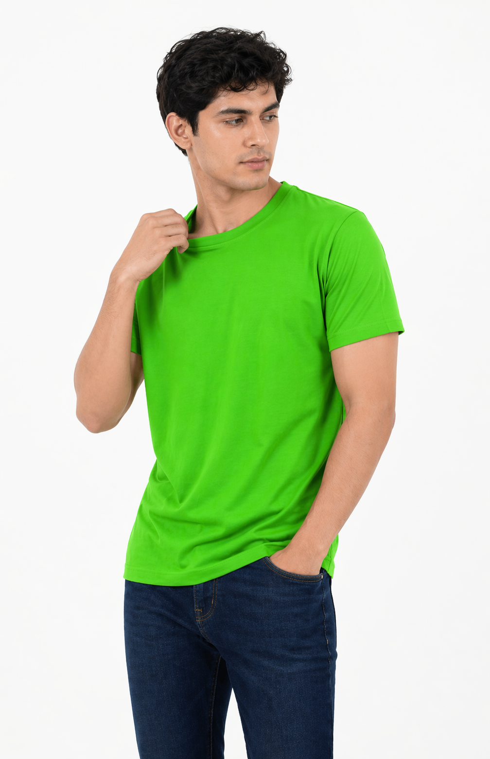 F Green Cotton 180 GSM Regular Fit Round Neck Men’s T-Shirt
